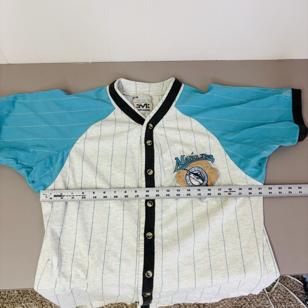 Vintage Florida Marlins 90s Baseball Jersey Shirt Mirage MLB Pinstripe Medium - Picture 5 of 8